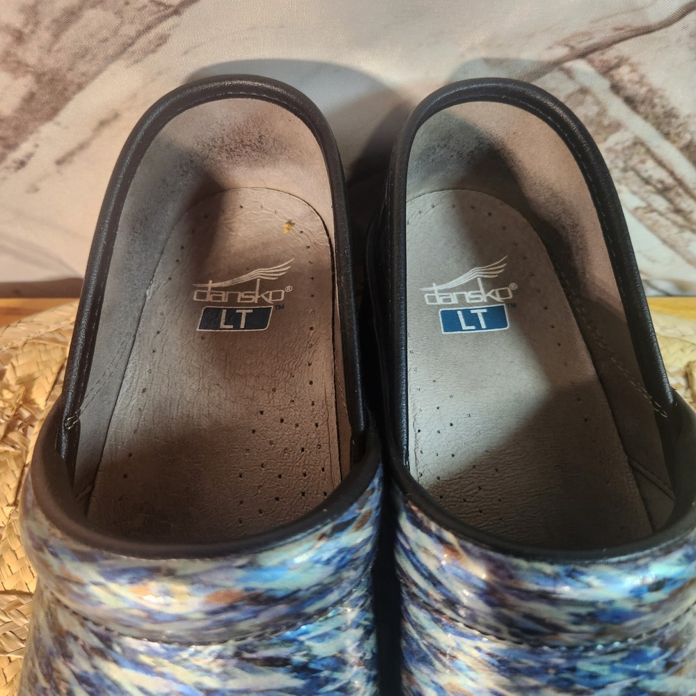 Dansko LT Professional Blue Silver Metalli Clogs Shoes Womens 39 EU 8.5-9 US - Picture 2 of 10